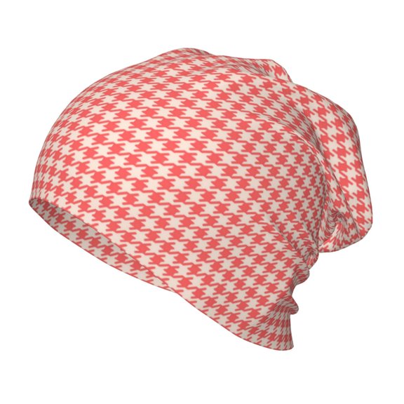 Rateoe Houndstooth With Red And White Kids Beanie Warm Knit Beanie Hats Boys Girls Winter Hat Soft Slouchy Hats for Kids