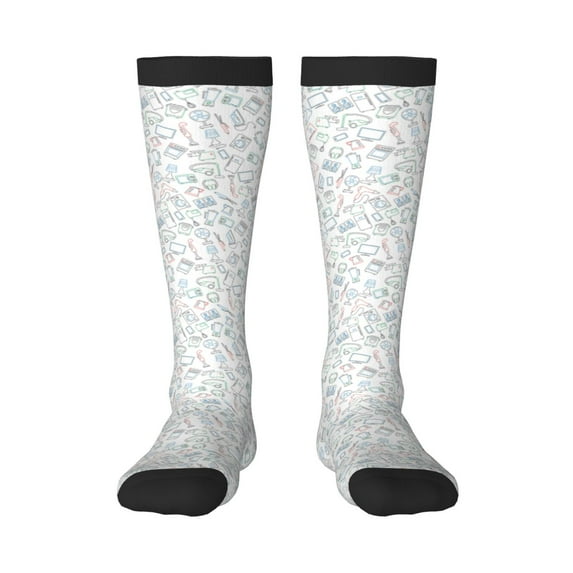 Rateoe Household Appliances Pattern Women’s Knee High Crew Socks,Trouser Socks Comfortable, Breathable, Moisture-Wicking and Soft