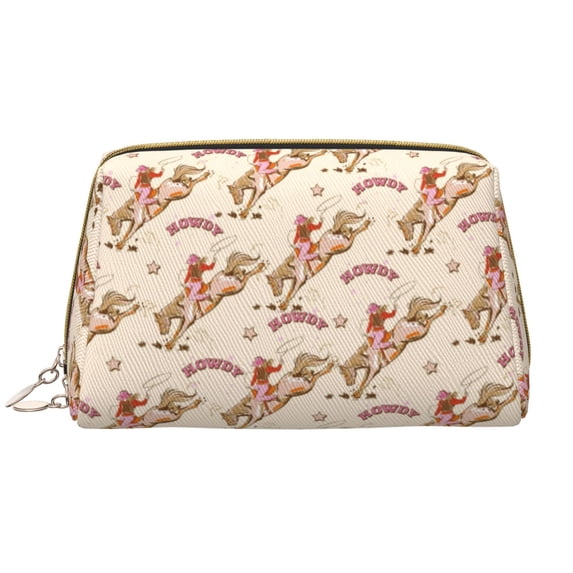 Rateoe Howdy Cowgirl for Travel Makeup Bag,Large Capacity Cosmetic Bags for Women,Waterproof Portable Pouch Open Flat Toiletry Bag Make up Organizer