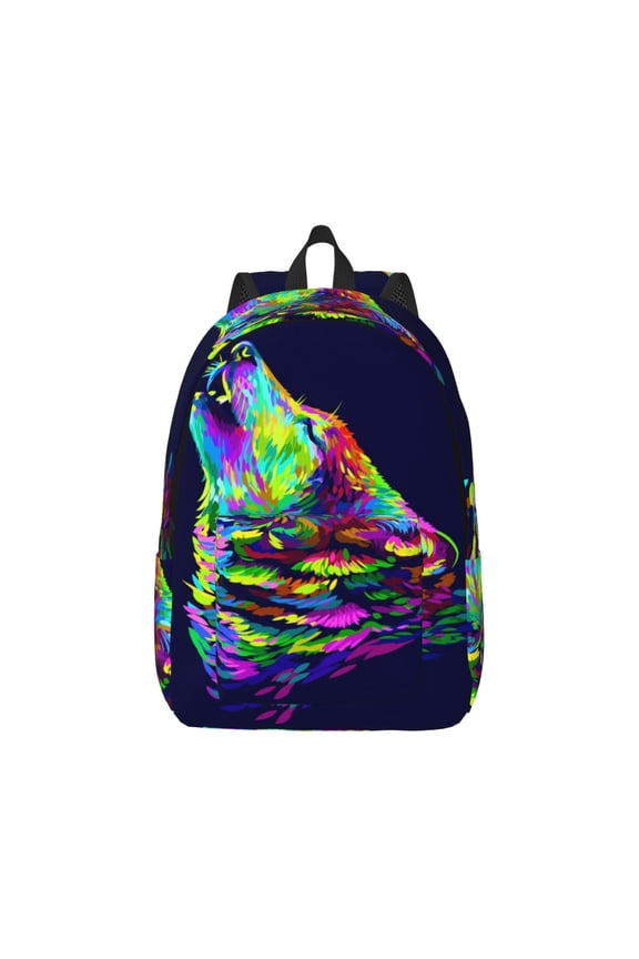Howling Wolf Pattern Canvas College Laptop Backpack,Travel Daypack,Durable Rucksack Travel Notebook Bag School Backpack Book Bag for Men Women-Medium