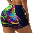 thumbnail image 1 of Rateoe Howling Wolf Printed Power Workout Shorts for Women Tummy Control Squat Proof Ribbed Thick Seamless Scrunch Active Short-Large, 1 of 8