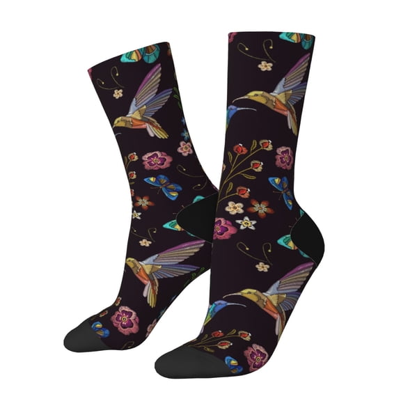 Rateoe Humming Bird for Women Casual Calf Socks - Cute Crew Socks - Thin Soft Above Ankle Socks Size 5-11