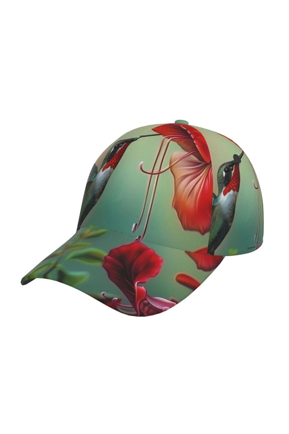 Hummingbird Floral Paradise Pattern Mens Baseball Cap Adjustable Curved Brim Hat, Soft Cotton Sports Cap for Outdoor, Casual, and Everyday Wear, Comfortable & Breathable