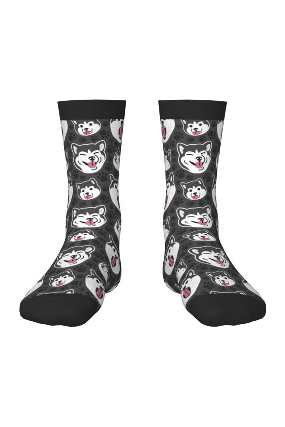 Husky Pattern Children's Socks, Socks Gifts ,kids Crew Soft Cotton Socks , Moisture-Wicking, Durable, Ideal for Daily Wear & Sports