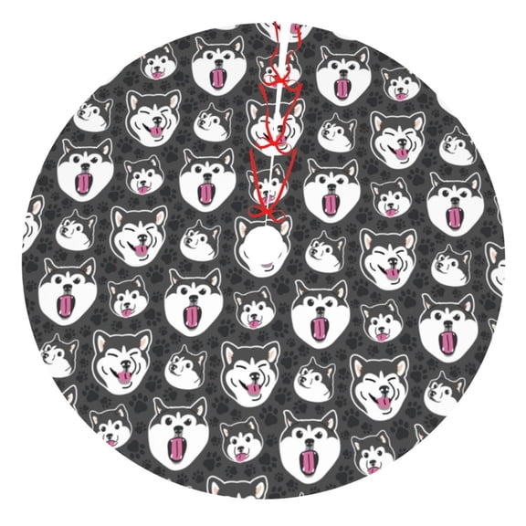 Rateoe Husky Print Christmas Tree Skirt 30" for Xmas Holiday New Year Party Circle Tree Mat Ornaments Decoration