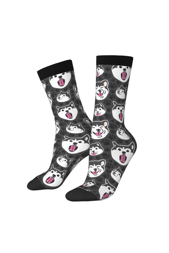 Husky for Women Casual Calf Socks - Cute Crew Socks - Thin Soft Above Ankle Socks Size 5-11