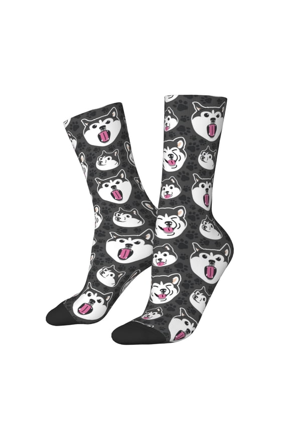 Husky for Women Casual Calf Socks - Cute Crew Socks - Thin Soft Above Ankle Socks Size 5-11