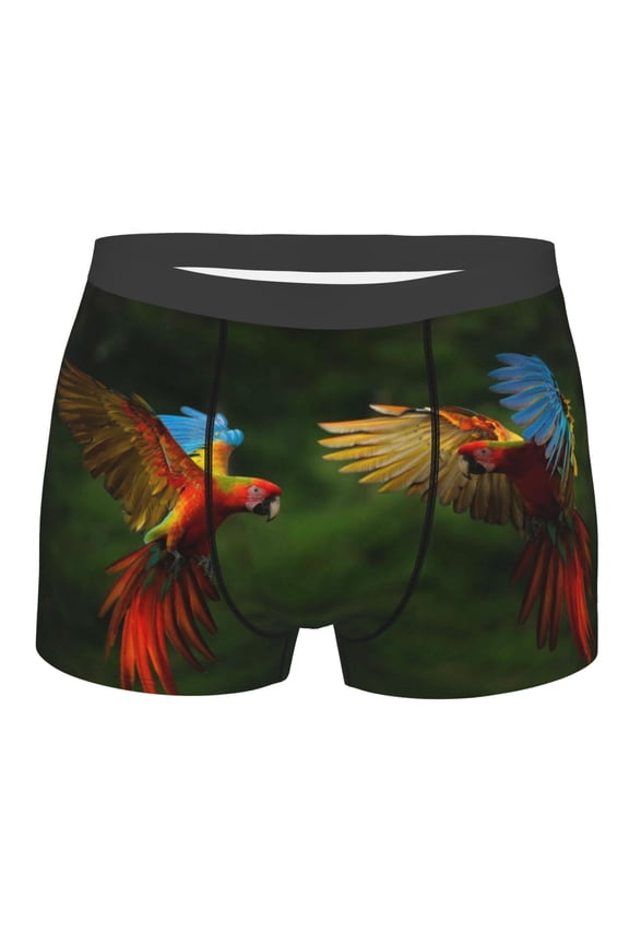 Hybrid Parrot in the Forest Mens Boxer Briefs Poly Spandex Performance Boxer Briefs Underwear Hem Boxer Briefs - X-Large