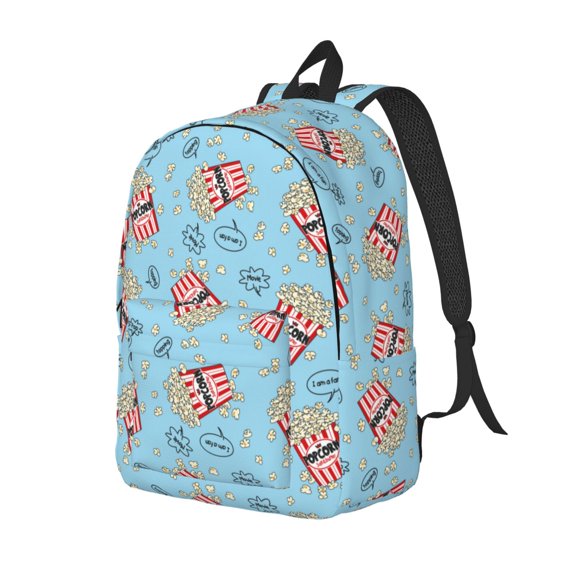 Rateoe I Am A Fan Popcorn Pattern Durable Canvas Backpack for Men & Women – Stylish & Lightweight – Adjustable Straps, Multiple Pockets – Fits 15-17 Inch LaptopsMedium