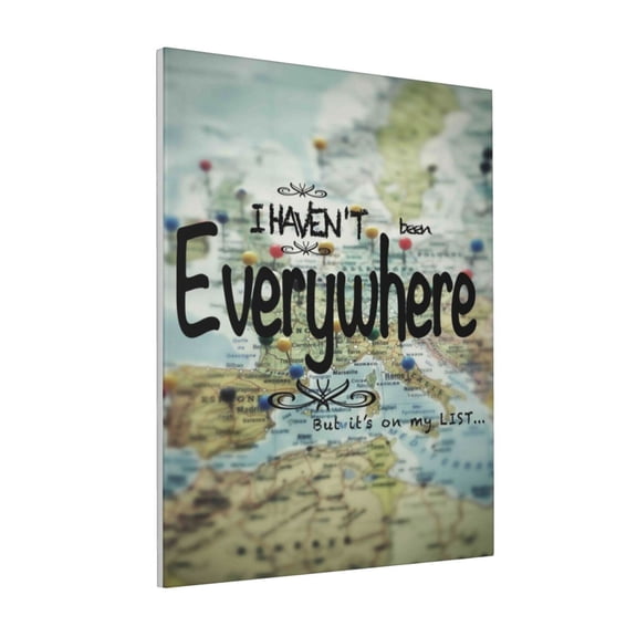 Rateoe I Haven't Been Everywhere But Its On My List Pattern Decorative Picture – Unique Modern Wall Art, Ready-to-Hang Canvas Print for Home (Vertical)