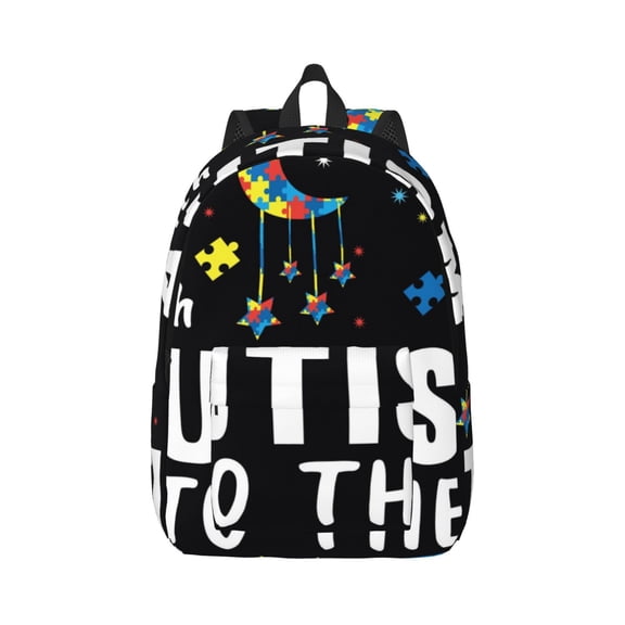 Rateoe I Love With Autism To The Moon And Back Pattern Canvas College Laptop Backpack,Travel Daypack,Durable Rucksack Travel Notebook Bag School Backpack Book Bag for Men Women-Medium