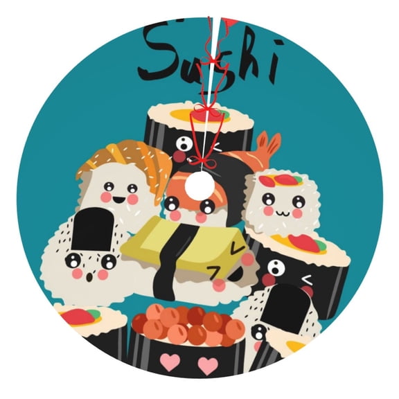 Rateoe I Love Sushi Print Christmas Tree Skirt 36" for Xmas Holiday New Year Party Circle Tree Mat Ornaments Decoration