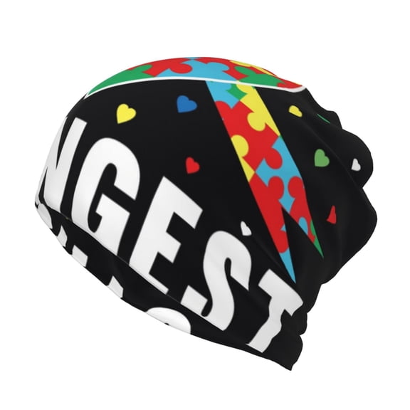 Rateoe I Love With Autism Cotton Slouchy Beanie Hat for Men/Women,Lightweight Oversize Large Thin Skull Cap Night Sleeping Cap