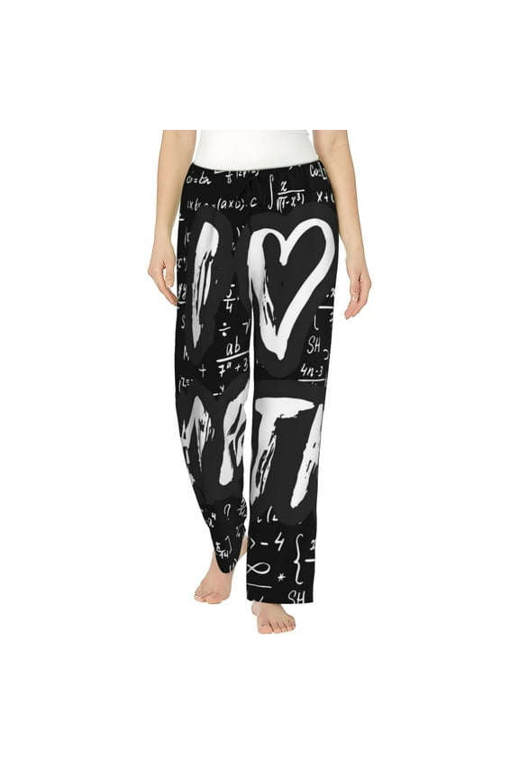 I love Math Pattern Women’s Ultra-Soft Comfy Pajama Lounge Pants Sleepwear,Comfortable Lounge Wear,lightweight Pajamas, Casual Home Wear-Small