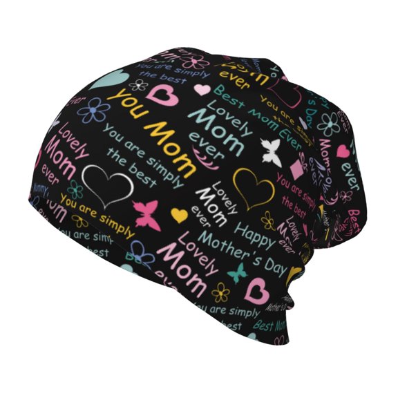 Rateoe I love you Mom Kids Beanie Warm Knit Beanie Hats Boys Girls Winter Hat Soft Slouchy Hats for Kids