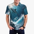 thumbnail image 1 of Rateoe Ice Blue Ocean Cute Dolphin A Pattern Men's Short Sleeve Polo Shirts, Golf Polo Shirts Short Sleeve Performance Moisture Wicking Dry-Medium, 1 of 6