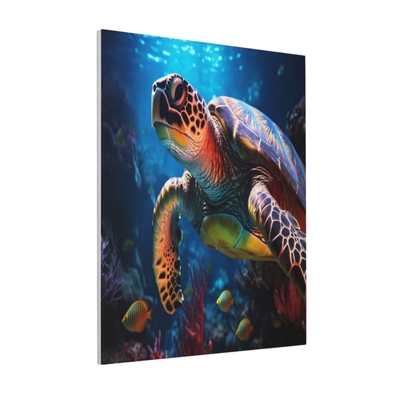 Rateoe Ice Blue Ocean Sea Turtle Pattern Decorative Picture – Unique Modern Wall Art, Ready-to-Hang Canvas Print for Home (Vertical)