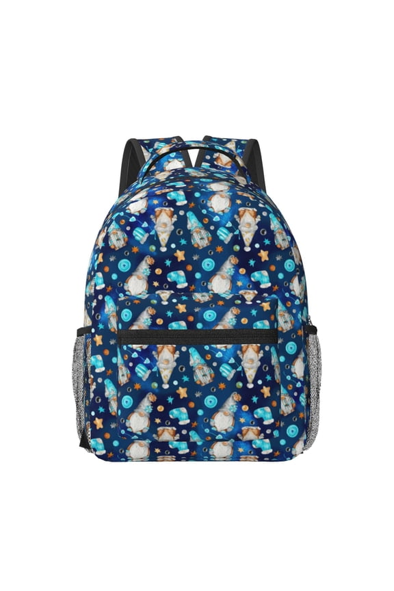 Ice blue old man cute winter Pattern Durable Student Backpack Laptop Bag- Ergonomic Design, Waterproof Twill Fabric - Ideal for School, Travel, and Outdoor Activities-One Size