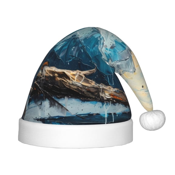 Rateoe Iceberg Bald Eagle Santa Hat Confortable Christmas Hat for Christmas Party Favors Fit for Kids