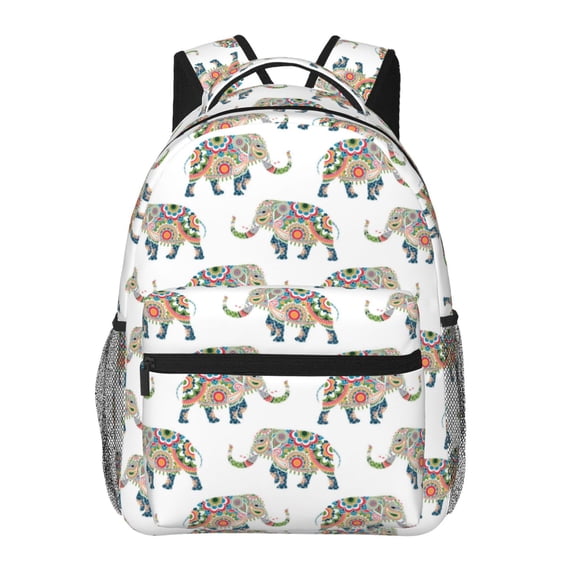 Rateoe Indian Elephant Pattern Casual Backpack for School, Work, Travel  Adjustable Straps, Multiple Compartments  Ergonomic Design, Fits Laptops and Tablets