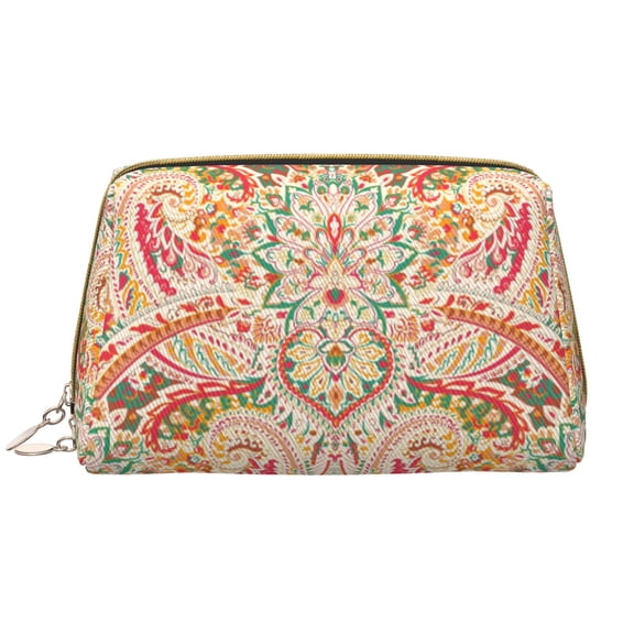 Rateoe Indian Paisley 1 for Travel Makeup Bag,Large Capacity Cosmetic Bags for Women,Waterproof Portable Pouch Open Flat Toiletry Bag Make up Organizer