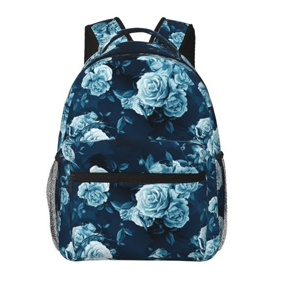 Rateoe Ink Rose Pattern Casual Backpack for School, Work, Travel – Adjustable Straps, Multiple Compartments – Ergonomic Design, Fits Laptops and Tablets