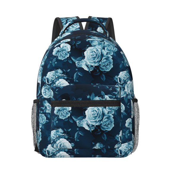 Rateoe Ink Rose Pattern Durable Student Backpack Laptop Bag- Ergonomic Design, Waterproof Twill Fabric - Ideal for School, Travel, and Outdoor Activities