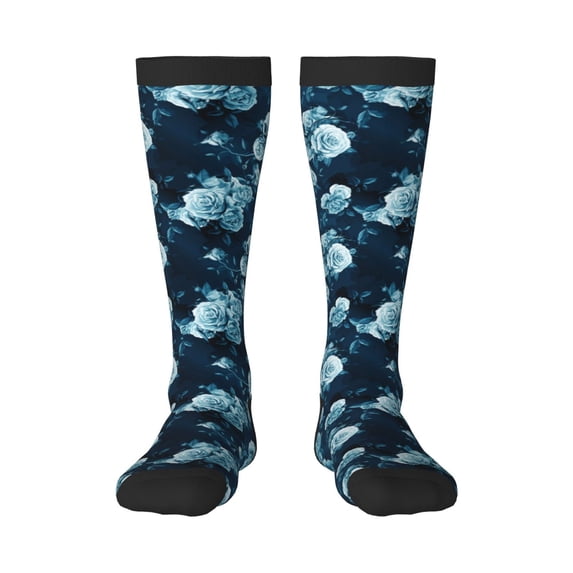 Rateoe Ink Rose Pattern Women’s Knee High Crew Socks,Trouser Socks Comfortable, Breathable, Moisture-Wicking and Soft