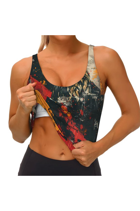 Ink Style Bald Eagle Print Womens' Sports Bras Scoop Neck Sports Vest- Padded U Back Seamless High Impact Support