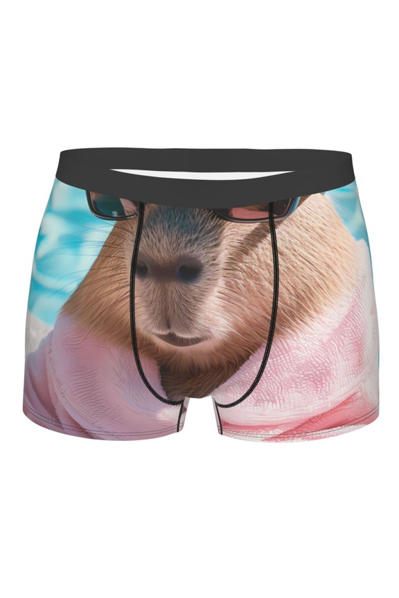 Island Vacation Guinea Pig Mens Boxer Briefs Poly Spandex Performance Boxer Briefs Underwear Hem Boxer Briefs - Large