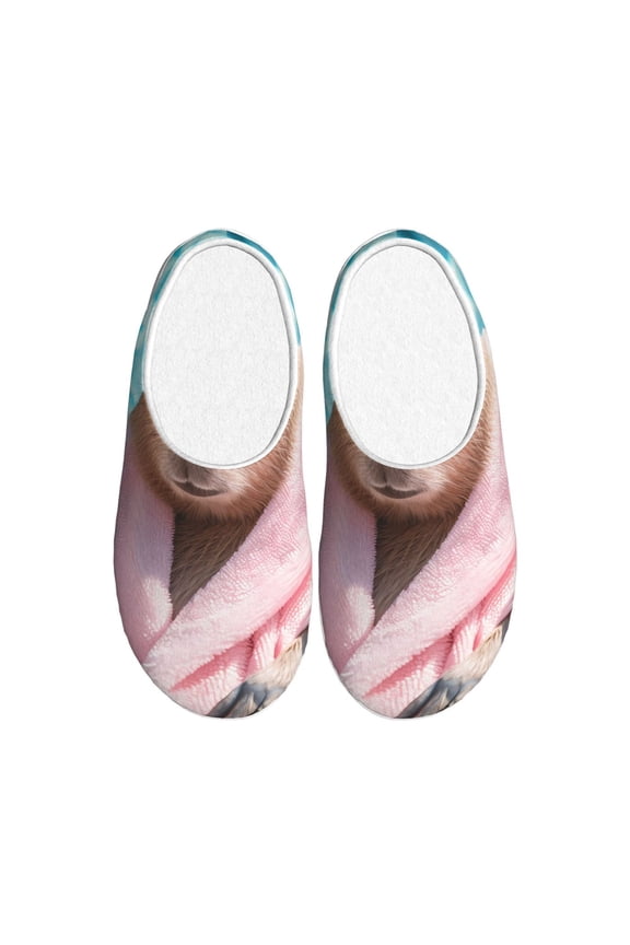 Island Vacation Guinea Pig Print Women's Men's Cotton Knit Slippers Lightweight Memory Foam Indoor House Shoes with Anti-Skid Sole-42/43