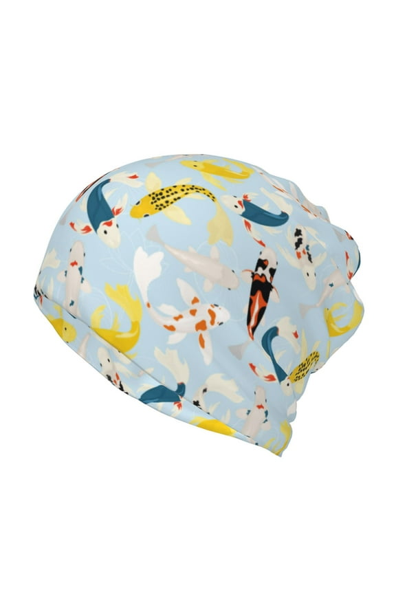 Japanese Carps Cotton Slouchy Beanie Hat for Men/Women,Lightweight Oversize Large Thin Skull Cap Night Sleeping Cap