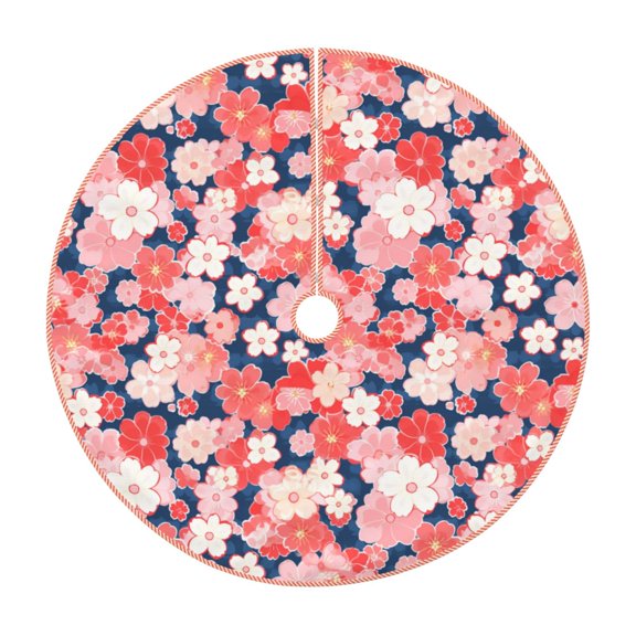 Rateoe Japanese Cherry Blossoms Pattern Christmas Tree Skirt with Ties , Christmas Tree Decorations, Farmhouse Christmas Decor Xmas Holiday Decorations-30"