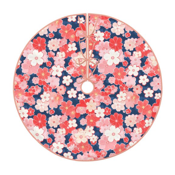 Rateoe Japanese Cherry Blossoms Pattern Christmas Tree Skirt with Ties , Christmas Tree Decorations, Farmhouse Christmas Decor Xmas Holiday Decorations-30"