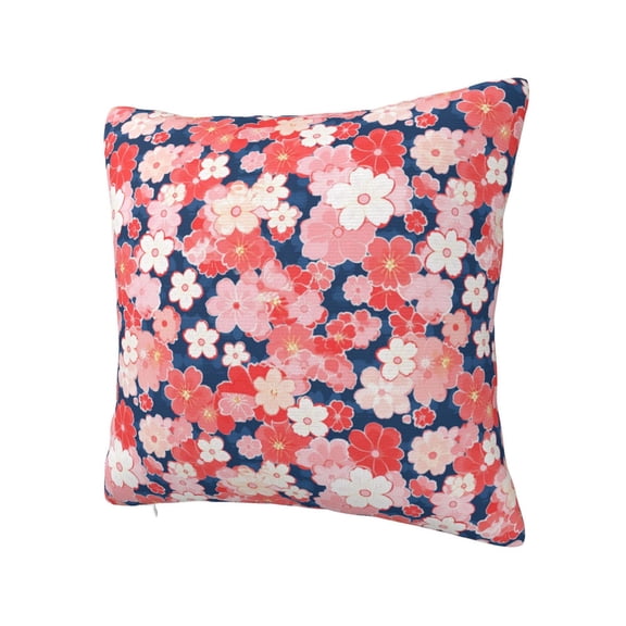Rateoe Japanese Cherry Blossoms Pattern Throw Pillow Cover Premium Pillow Stuffer Sham Square for Decorative Cushion Bed Couch Sofa(Pillow insert not included)