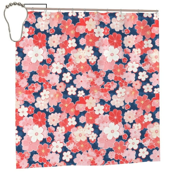 Rateoe Japanese Cherry Blossoms Shower Curtain - Fancy Bathroom Shower Curtain Sets - Waterproof Shower Curtain with Hooks with 12 Plastic Hooks 72x72 Inches