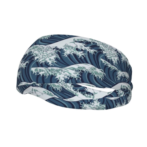 Rateoe A Japanese Great Wave Pattern Sports Headbands ,Moisture Wicking Workout Headband, Sweatband Headbands for Running,Cycling,Yoga,Hairband for Women and Men