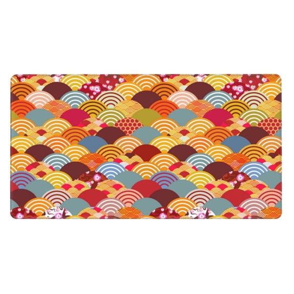 Rateoe Japanese Style Fish Scales Print Mouse Pad - Extended Large Gaming Mousepad,Non-Slip Stitched Edge,16x29.5 Inch