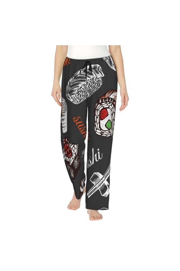 Japanese Sushi Hashi Pattern Women’s Ultra-Soft Comfy Pajama Lounge Pants Sleepwear,Comfortable Lounge Wear,lightweight Pajamas, Casual Home Wear-Medium