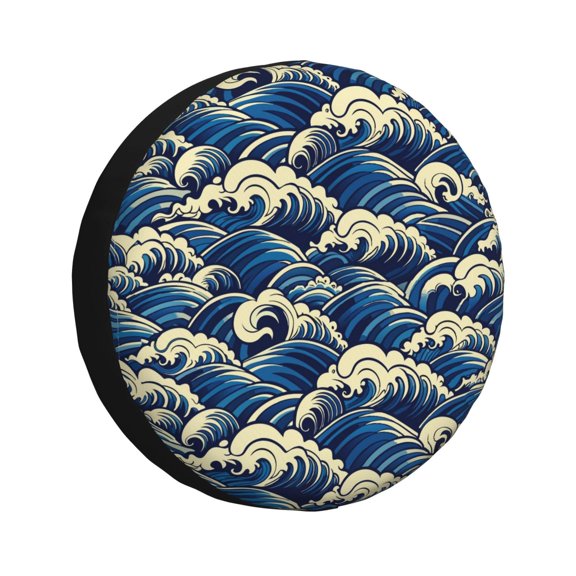 Rateoe Japanese Water Wave Pattern Tire Cover Wheel Protectors Weatherproof Wheel Covers Universal Fit for Trailer Rv SUV Truck Camper Travel Trailers Accessories-17 inch