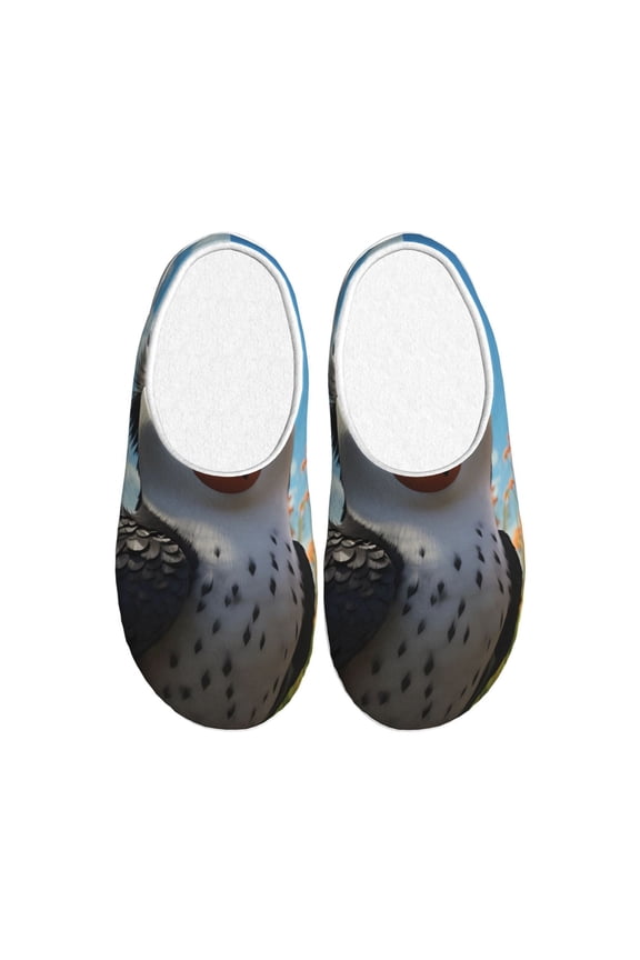 Joyful Animated Bird Print Women's Men's Cotton Knit Slippers Lightweight Memory Foam Indoor House Shoes with Anti-Skid Sole-44/45