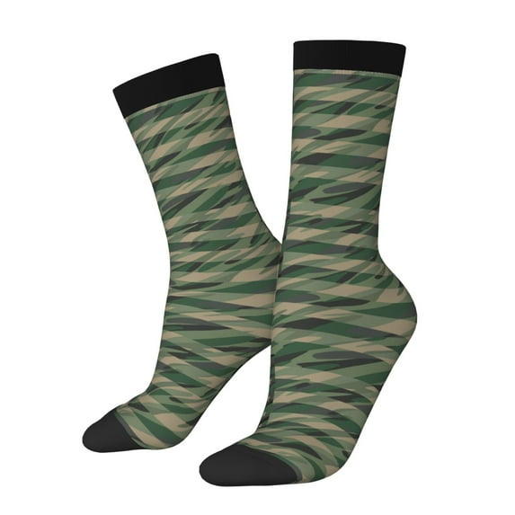Rateoe Jungle Green Camo USA Flag for Women Casual Calf Socks - Cute Crew Socks - Thin Soft Above Ankle Socks Size 5-11
