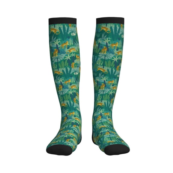 Rateoe Jungle Leopard Compression Socks for Women and Men 20-30mmHg-Circulation Support Socks Knee High Nurse Pregnant Running Medical and Travel Athletic