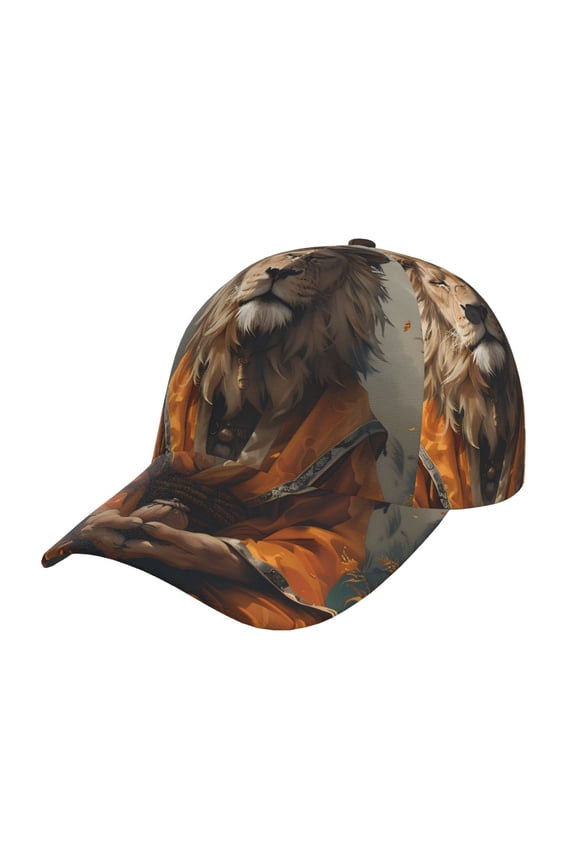 Jungle Meditating Lion Pattern Mens Baseball Cap Adjustable Curved Brim Hat, Soft Cotton Sports Cap for Outdoor, Casual, and Everyday Wear, Comfortable & Breathable