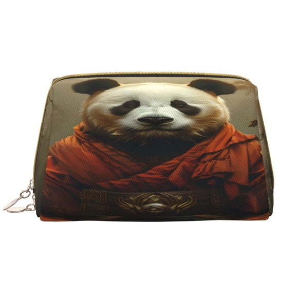 Rateoe Jungle Meditating Panda for Travel Makeup Bag,Large Capacity Cosmetic Bags for Women,Waterproof Portable Pouch Open Flat Toiletry Bag Make up Organizer