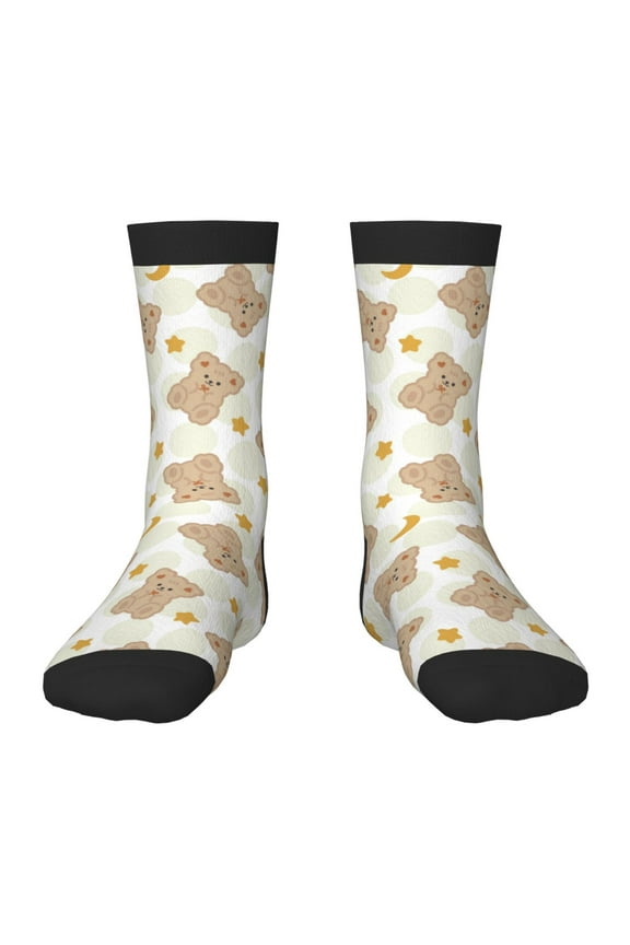 Kawaii Bear Pattern Children's Socks, Socks Gifts ,kids Crew Soft Cotton Socks , Moisture-Wicking, Durable, Ideal for Daily Wear & Sports
