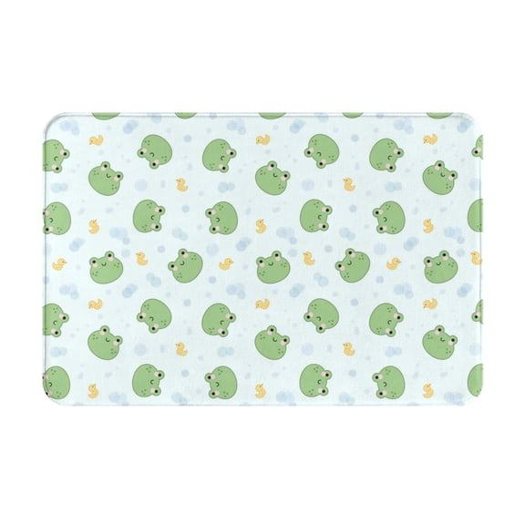 Rateoe Kawaii Frogs Pattern Flannel Door Mat Indoor Outdoor Entrance, Waterproof All-Weather Doormat,Fade Resistant, Low Profile Entryway Mat 16x24in