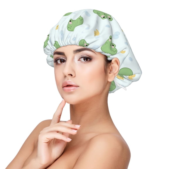 Rateoe Kawaii Frogs Pattern Silk Satin Hair Bonnet for Sleeping, Adjustable Sleep Cap Turban for Women , Curly Straight Hair Long Large Braid