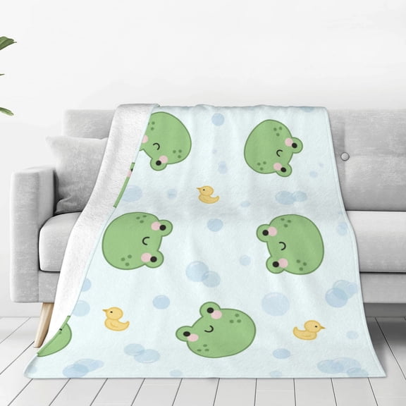 Rateoe Kawaii Frogs Print Fuzzy Fleece Throw Blanket Extra Large,Super Soft,Fluffy and Warm Blankets for Couch,Bed,All Season Use (40"x30")