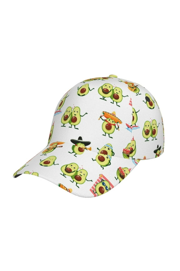 Kawaii Mexican Avocado Pattern Baseball Cap Outdoor Cap Mountain Dad Hat - Unstructured Soft Cotton Cap-Adjustable UV Protection Cap